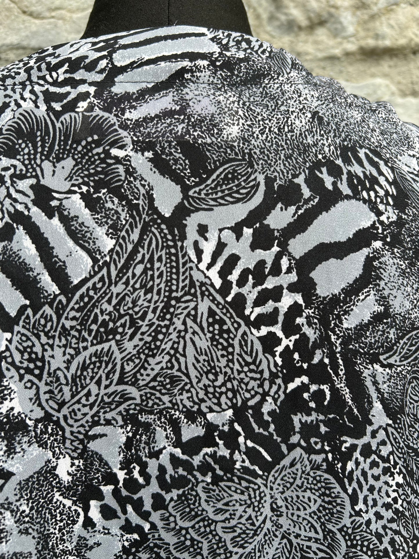 90s Black&white animal print open jacket uk 16
