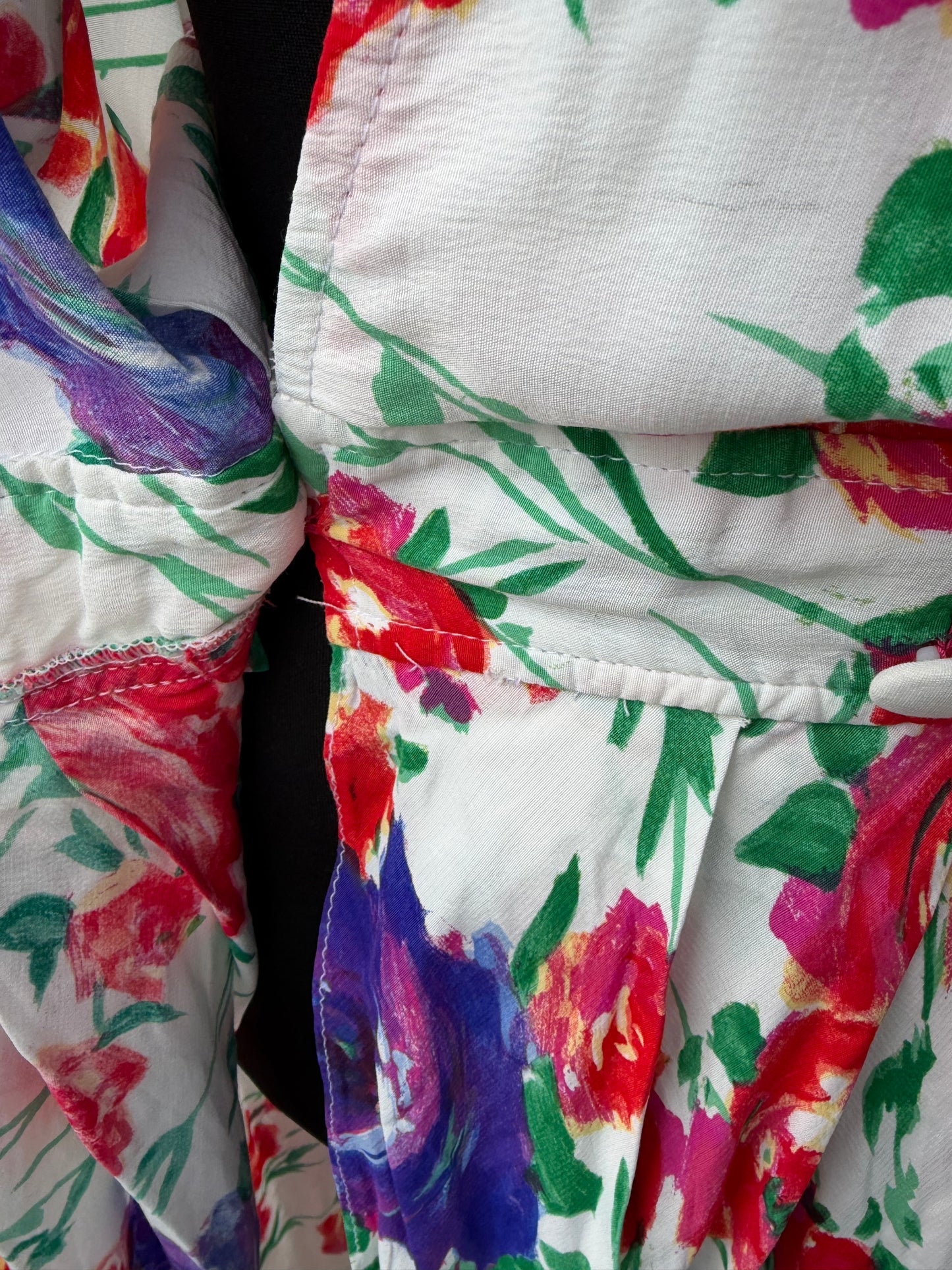 80s red flowers wrap dress uk 8