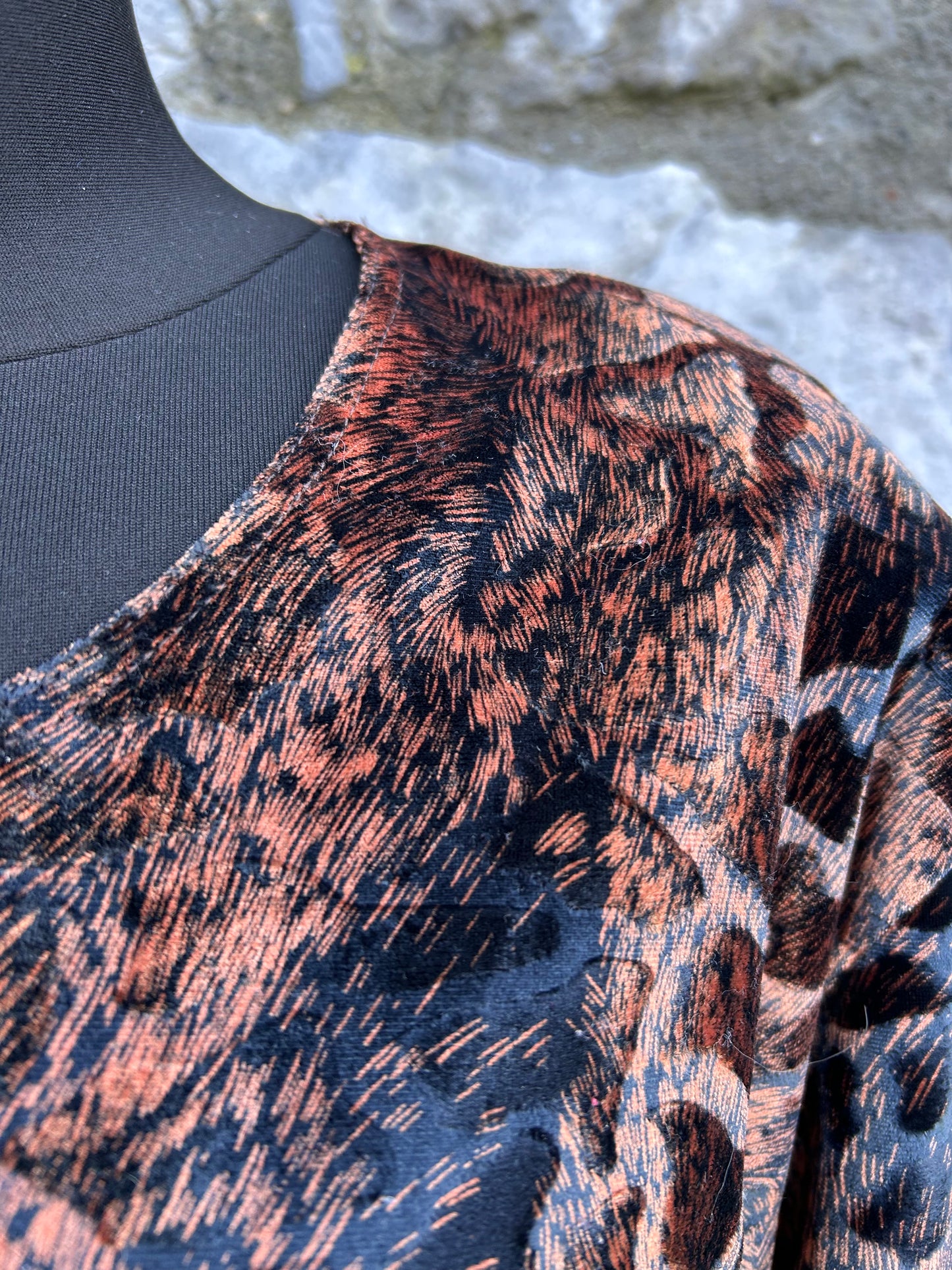 Y2K brown animal print velvet top uk 12