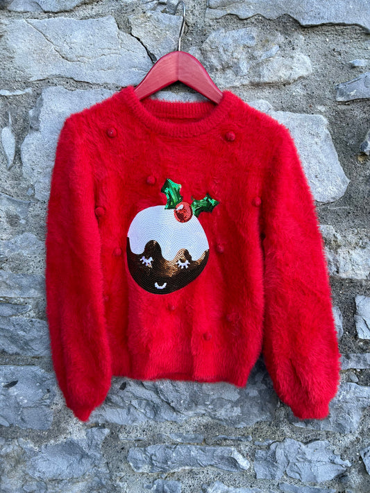 Christmas pudding red jumper  7-8y (122-128cm)