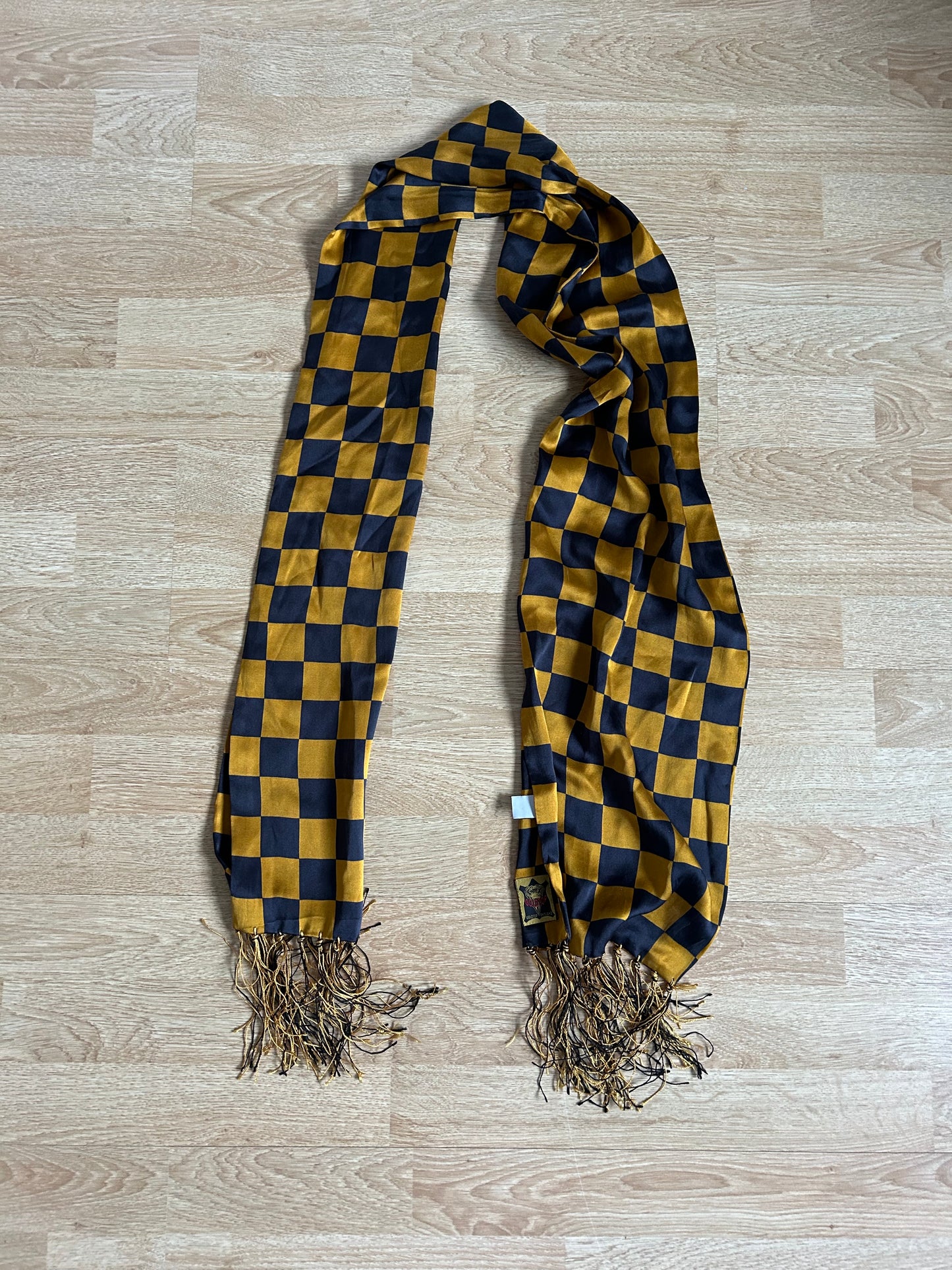 Checked navy&hold scarf