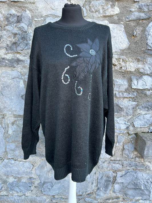 80s black embroidered tunic uk 12-14