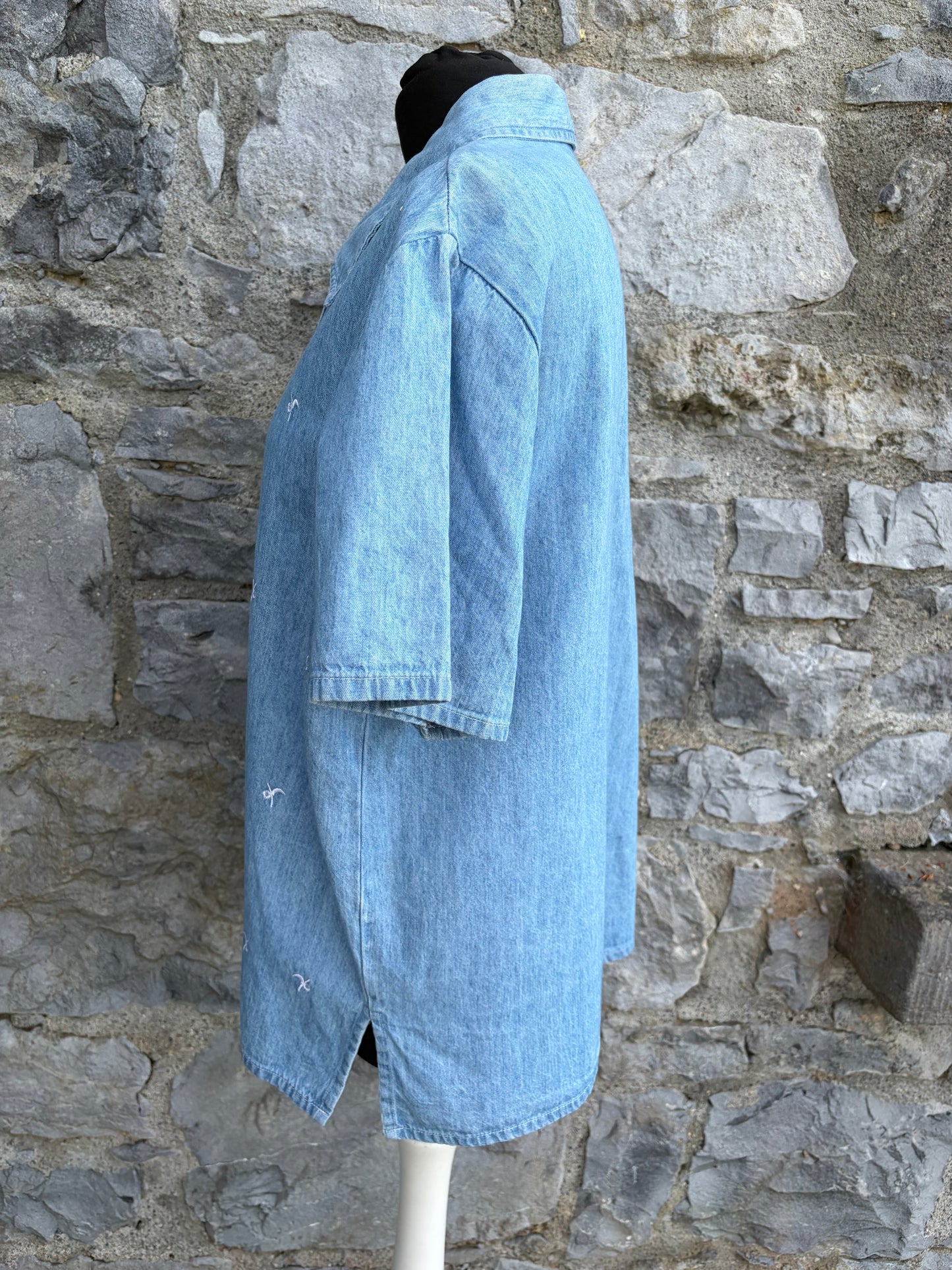 90s denim embroidered shirt uk 12-14