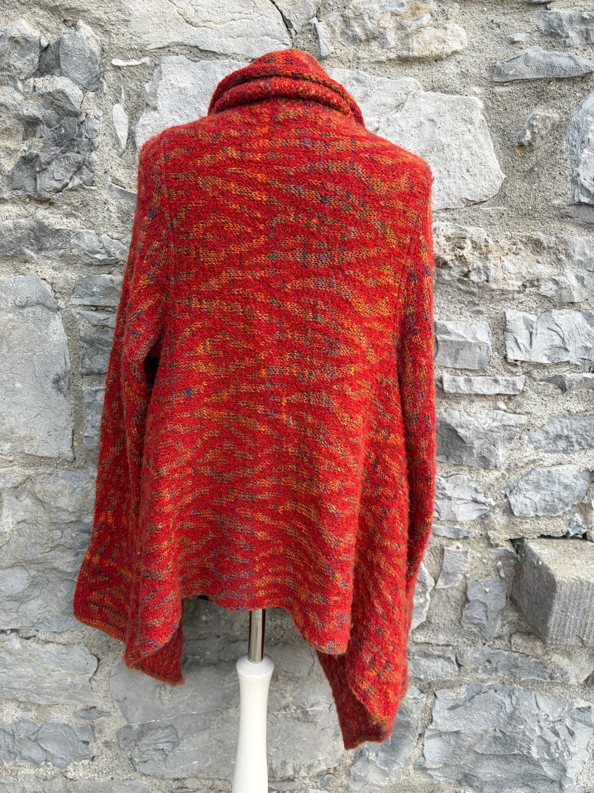 Red&orange marled open draped cardigan uk 12-14