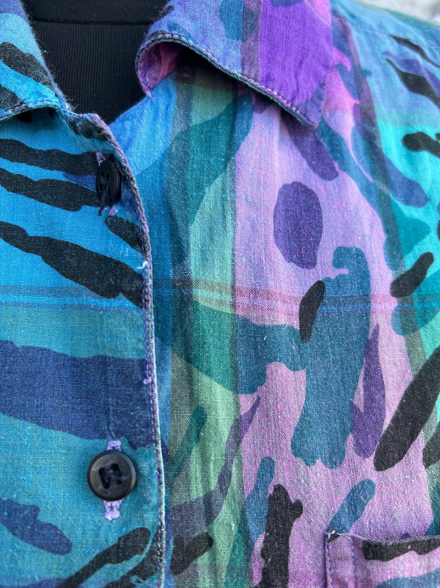 80s purple&teal shirt uk 12