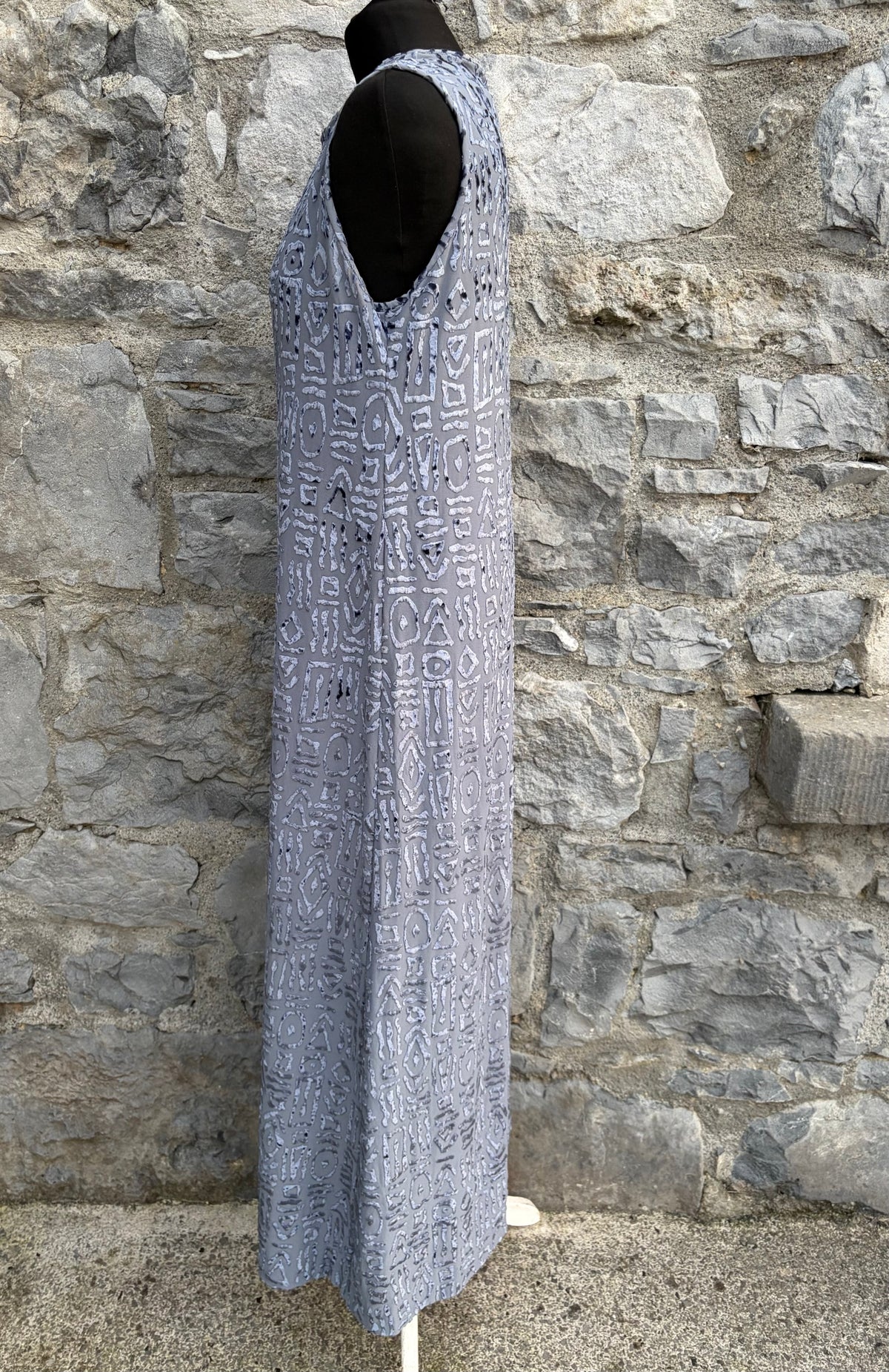 90s grey geometric dress uk 12