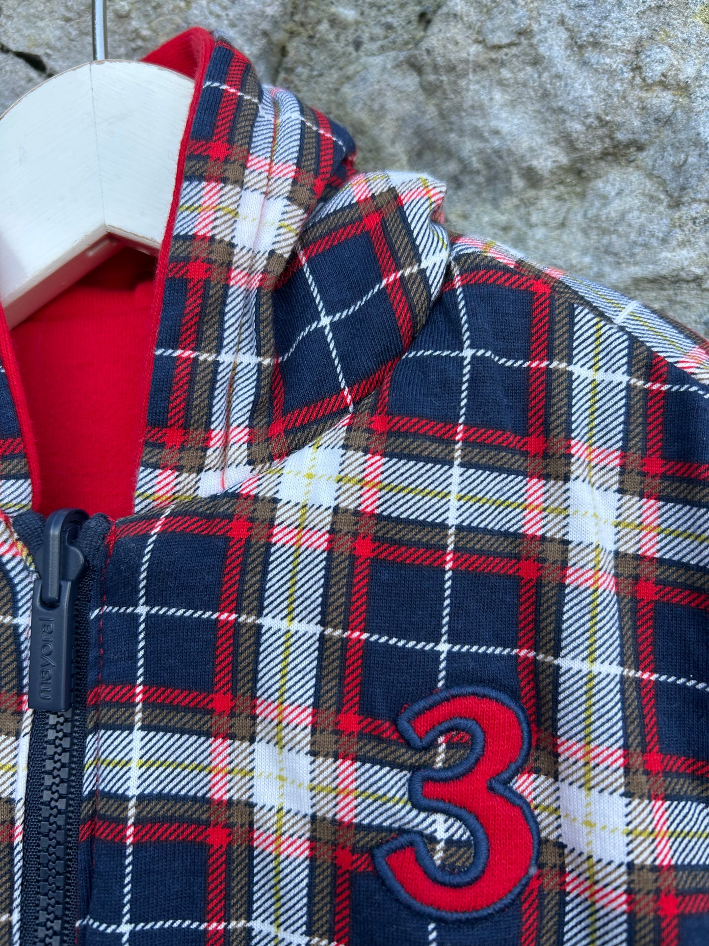 Reversible red&check hoodie  9-12m (74-80cm)