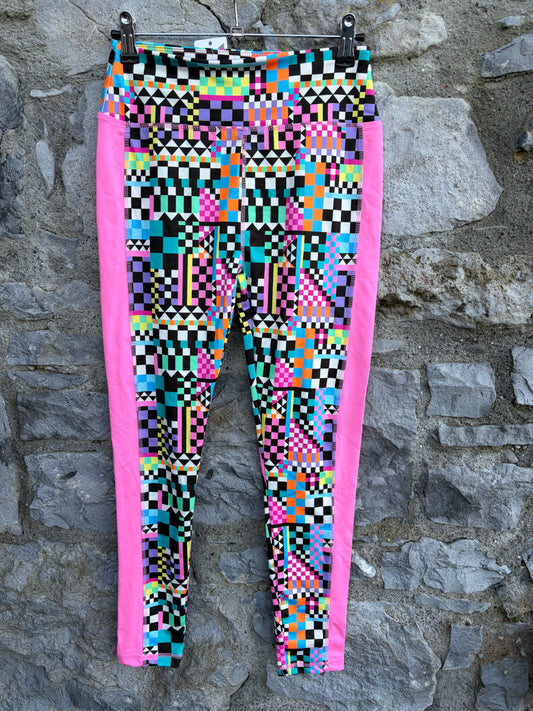 Colourful Check pink leggings 11-12y (146-152cm)
