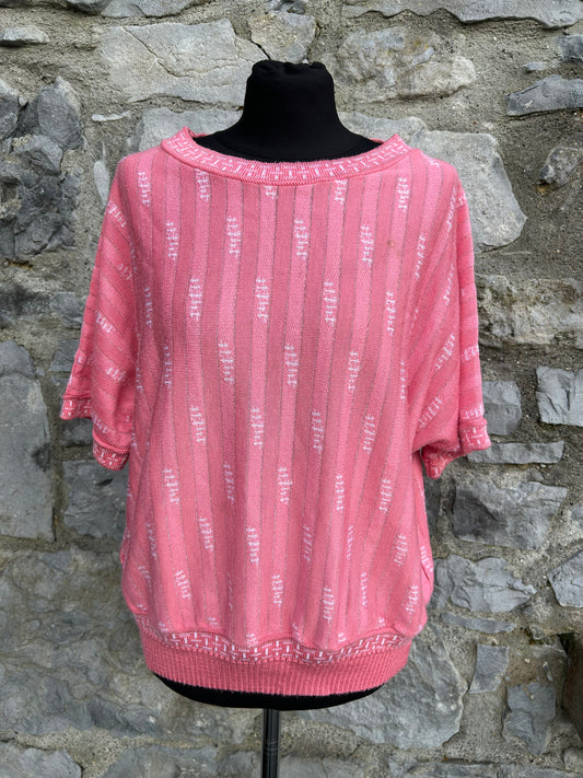 80s pink sparkly knitted top uk 12-14