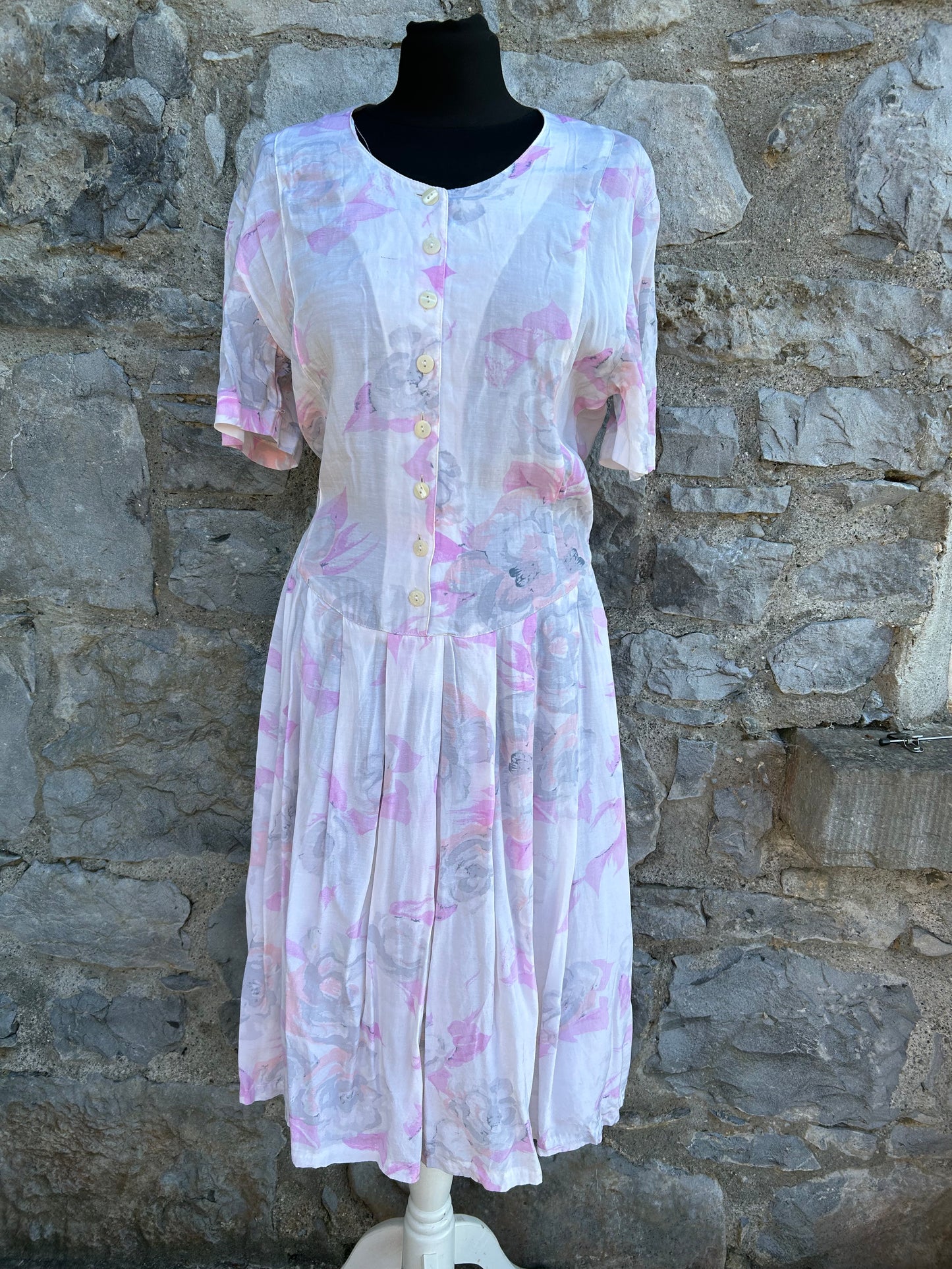 80s light pink floral dress uk 12