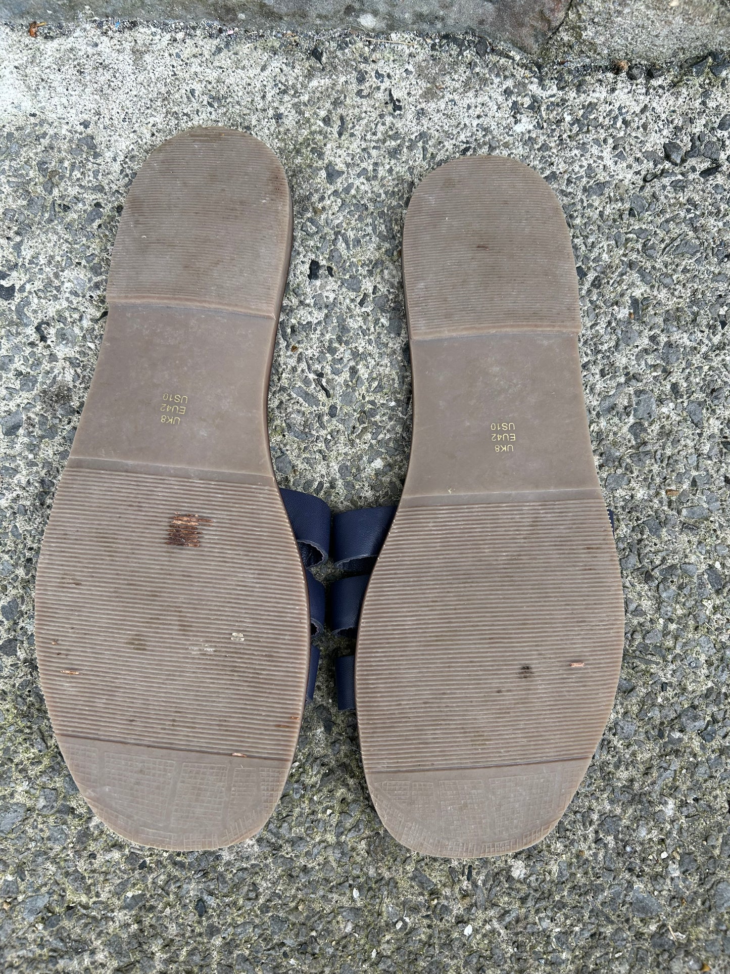 Navy slid on sandals  uk 8 (eu 42)