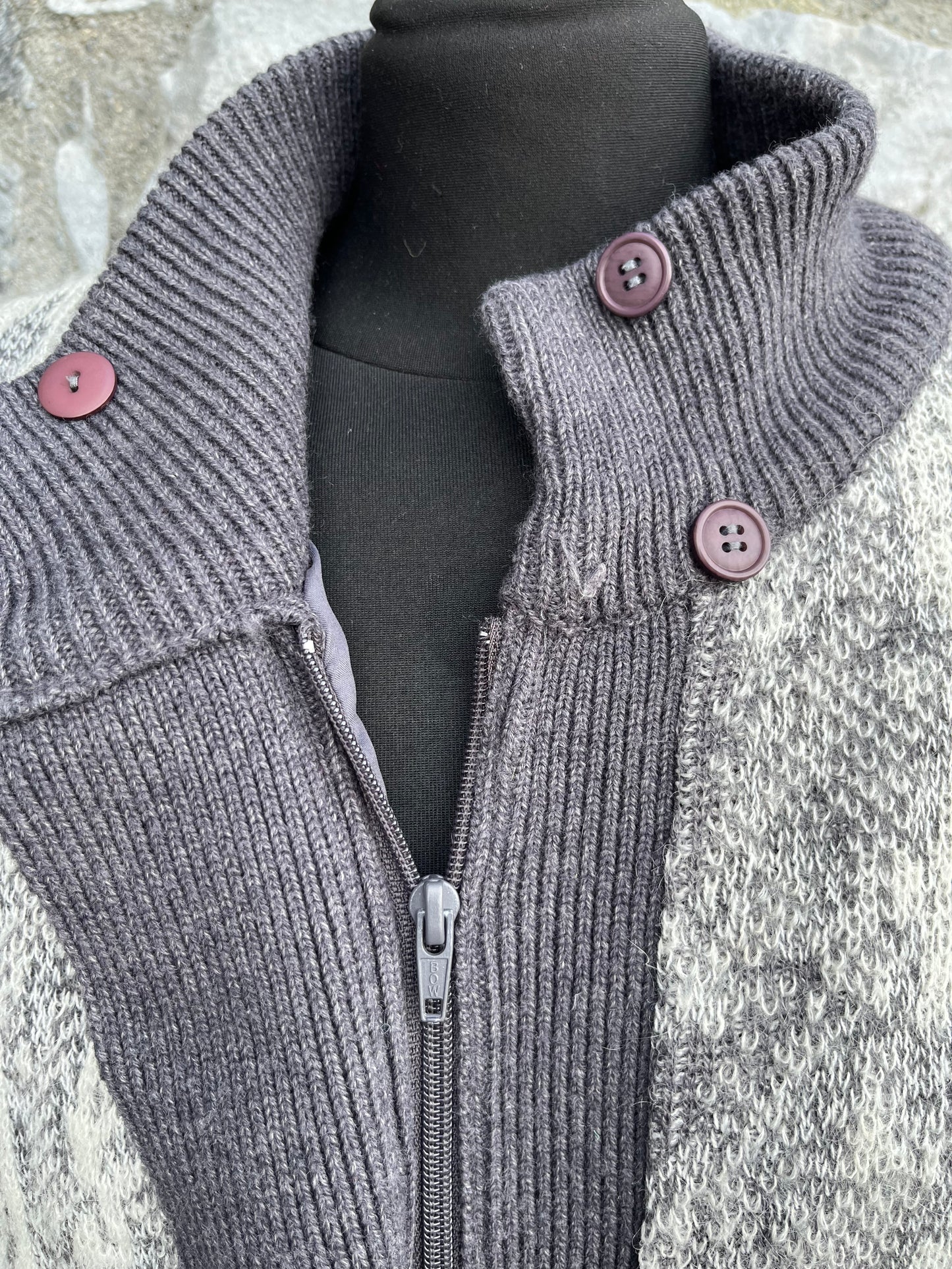 80s grey zipped cardigan uk 14-16