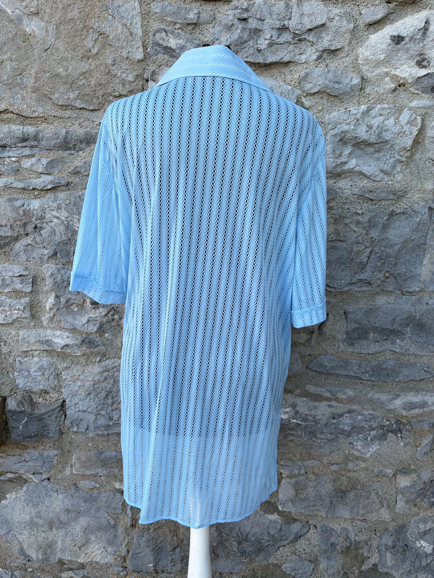 80s blue pointelle shirt Large