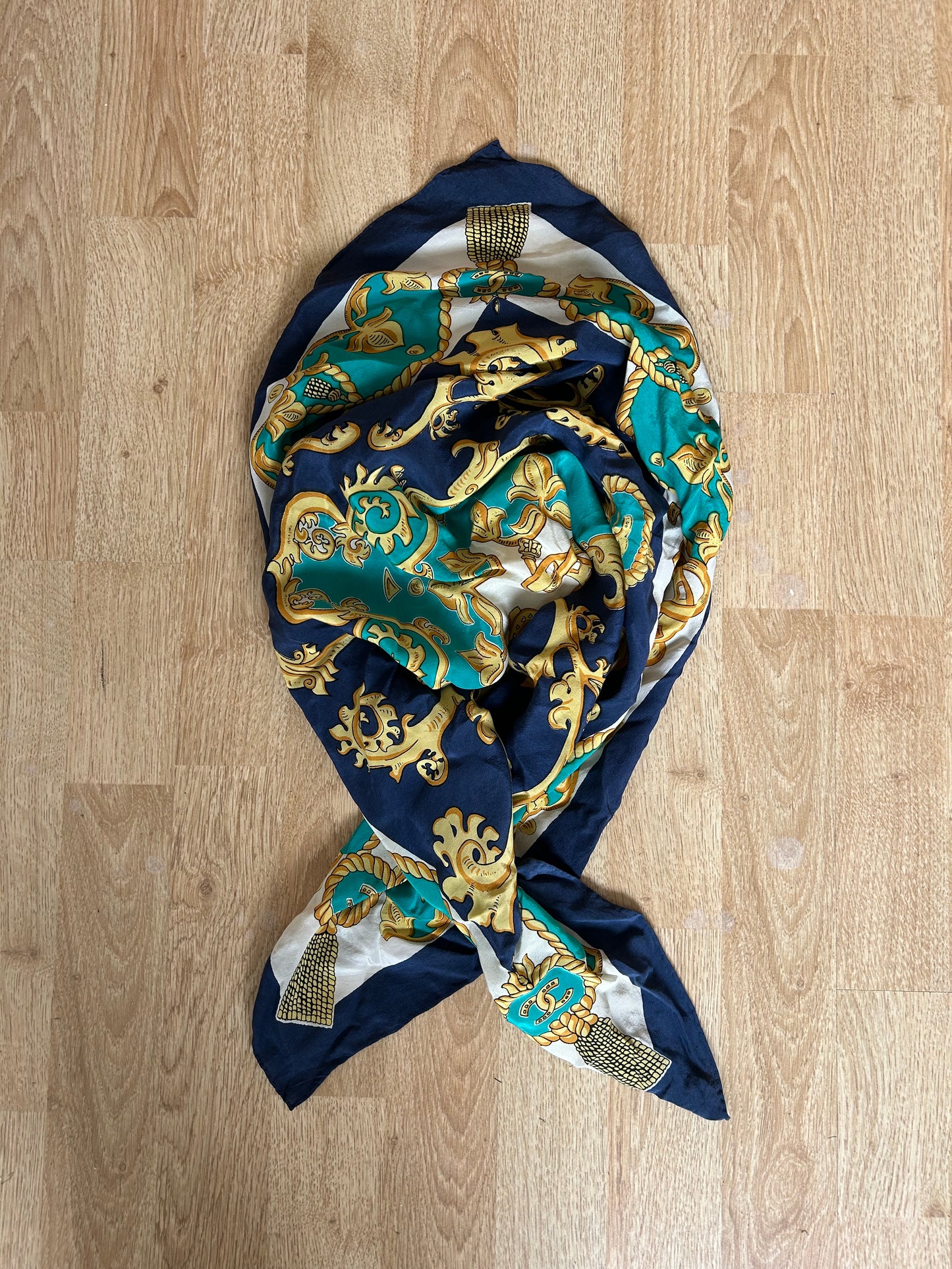 Navy,green and gold scarf