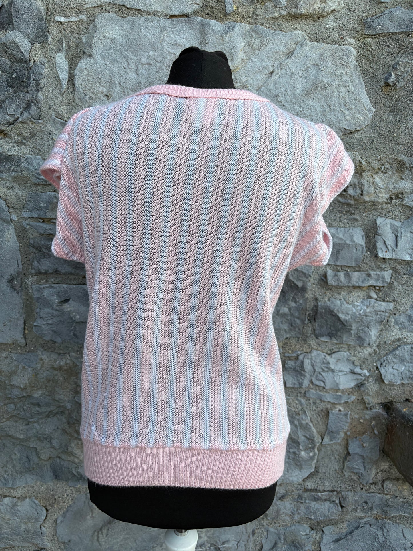 80s pink stripy knitted top uk 10