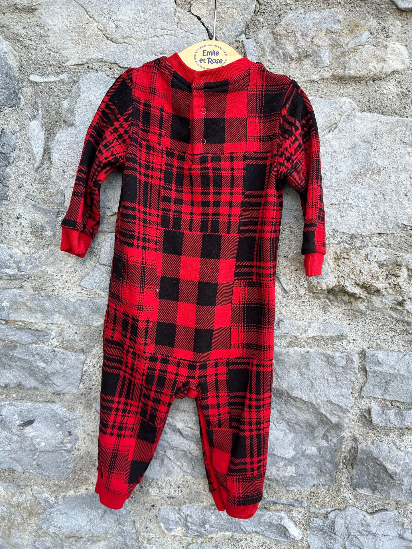 RL Red check sweat onesie  9-12m (74-80cm)