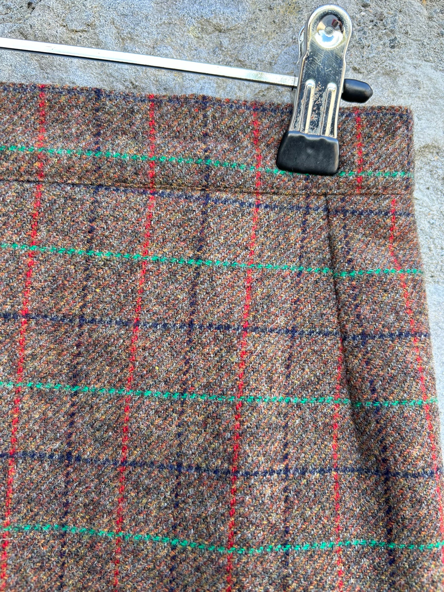 90s brown check woolly skirt uk 14-16