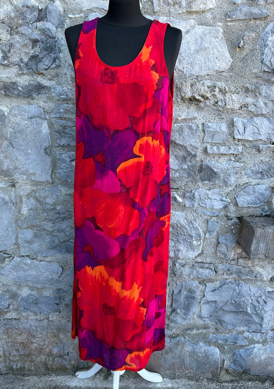 90s wrinkled pink flowers dress uk 12