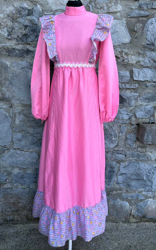 70s pink maxi dress uk 6-8