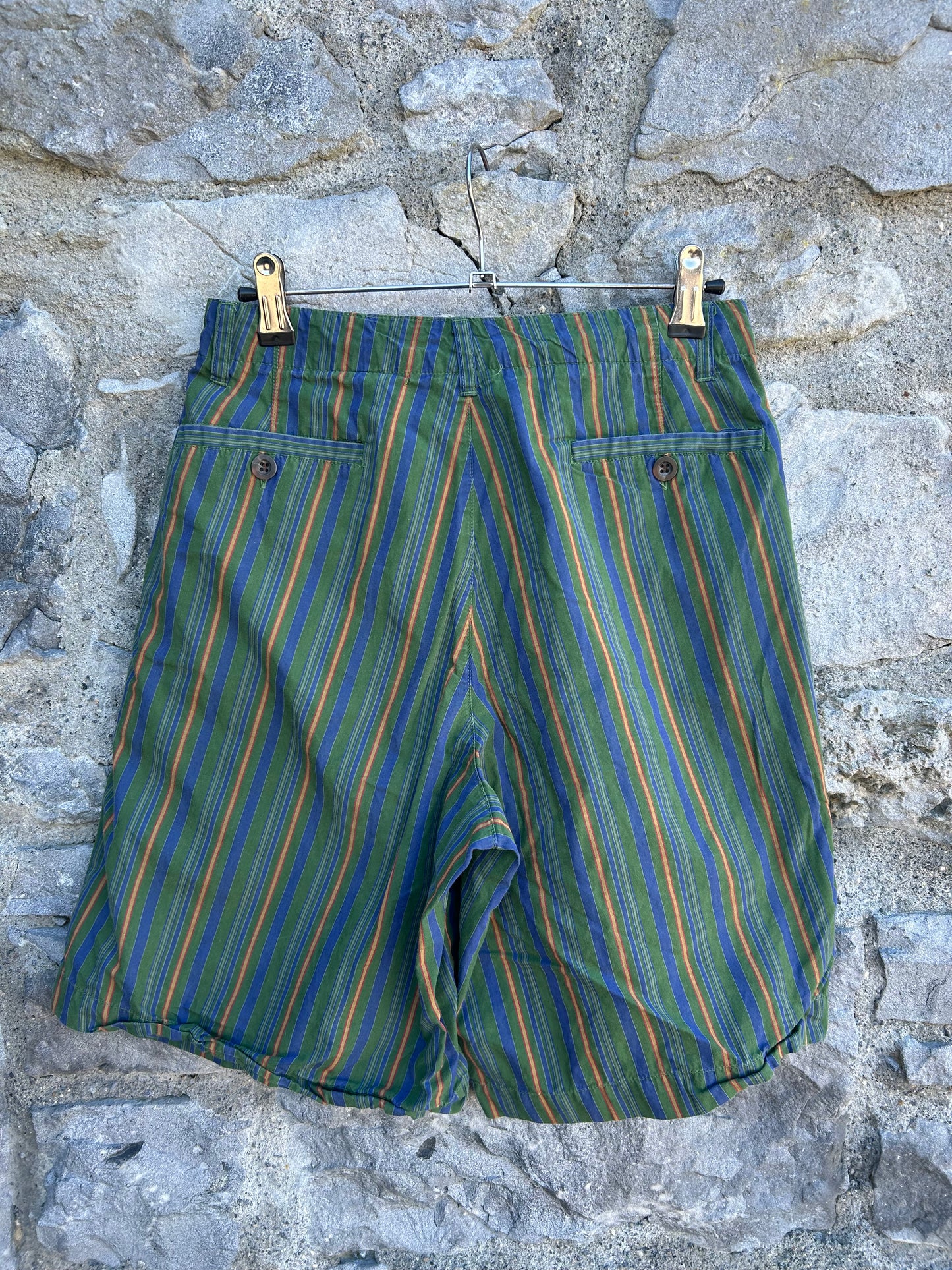 80s green stripy shorts uk 8