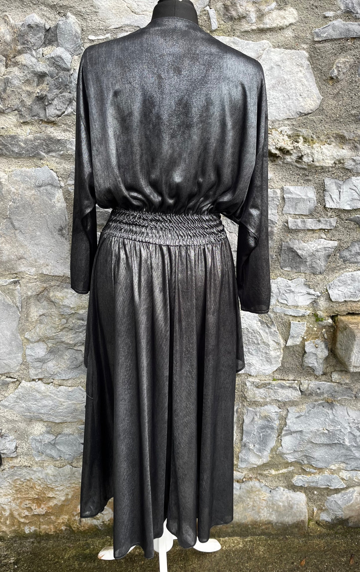 80s shimmer silver dress uk 8