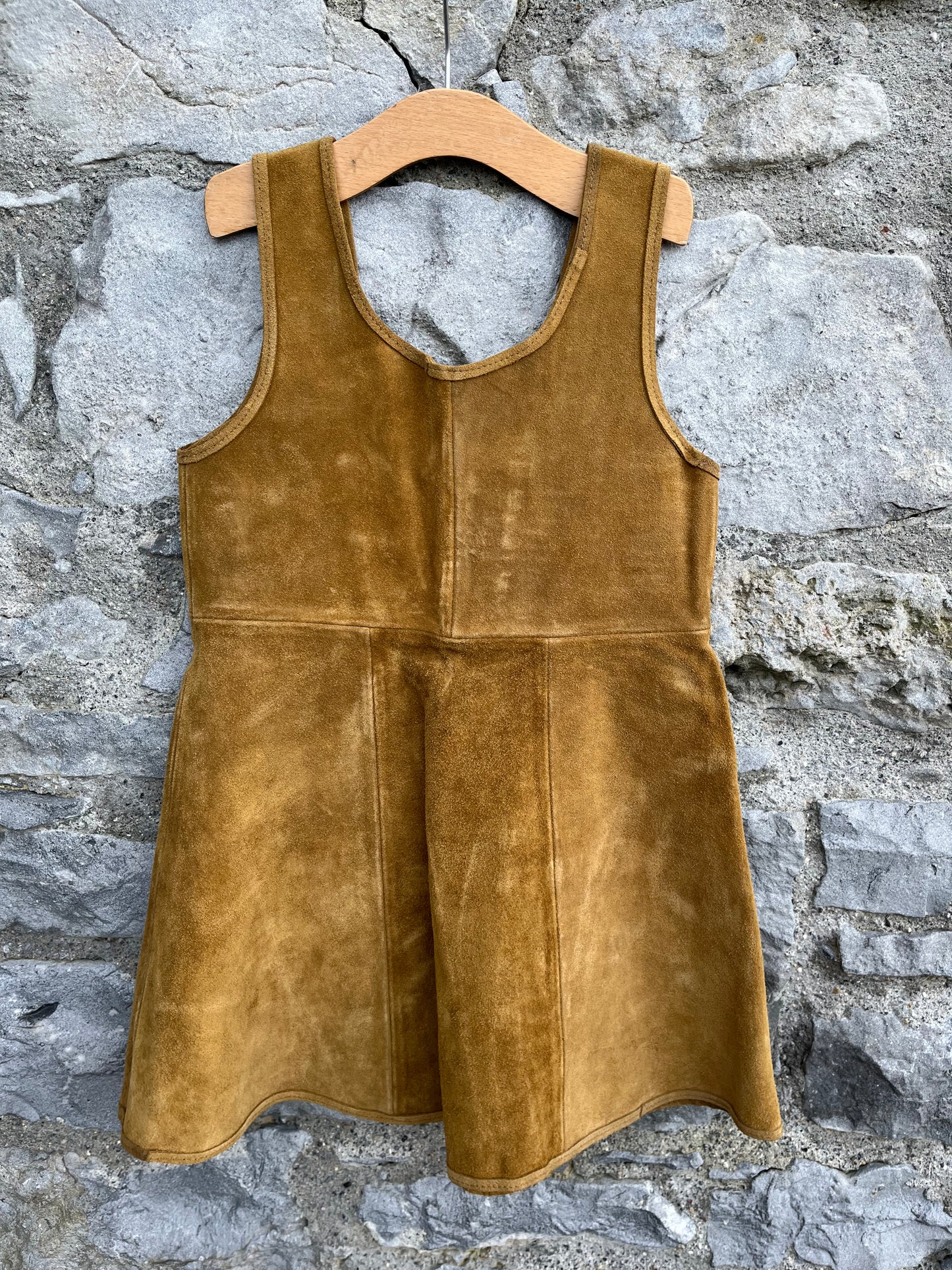 80s suede brown pinafore  6y (116cm)