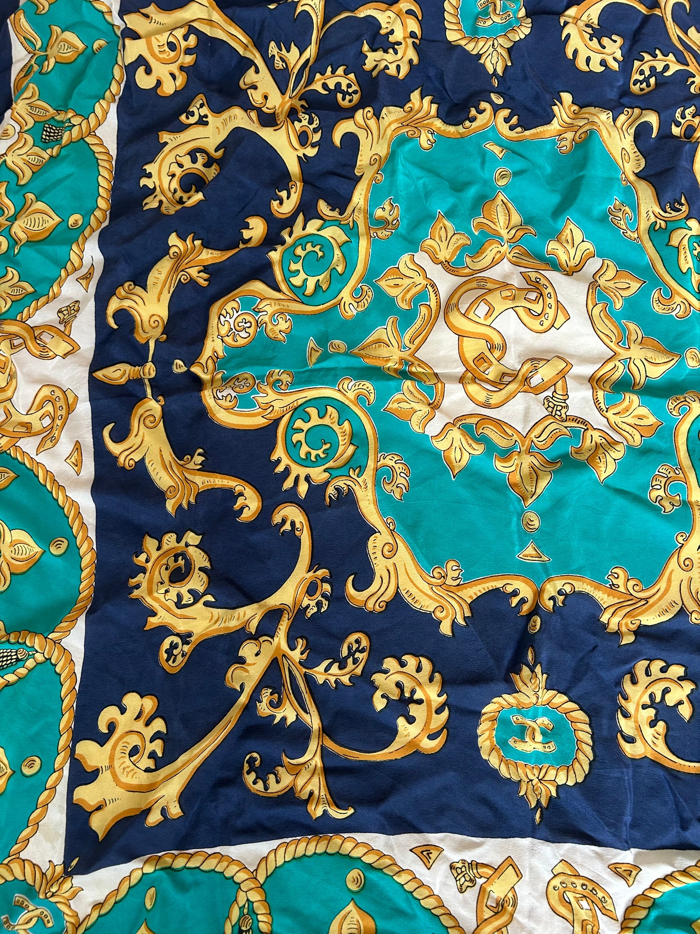 Navy,green and gold scarf