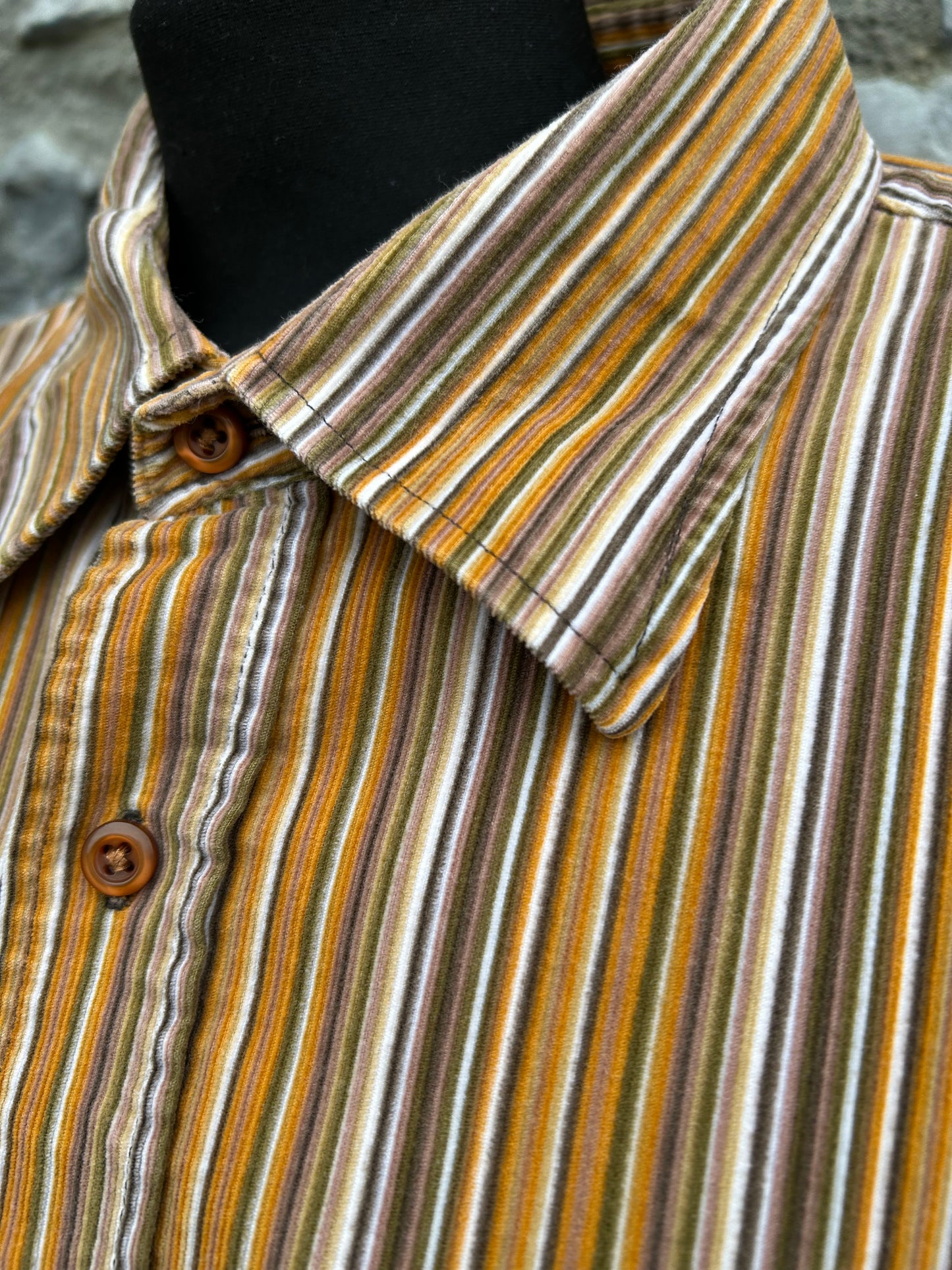 Y2K brown stripy shirt XL