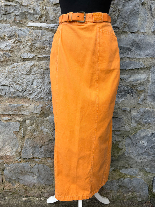 90s Orange long skirt uk 8