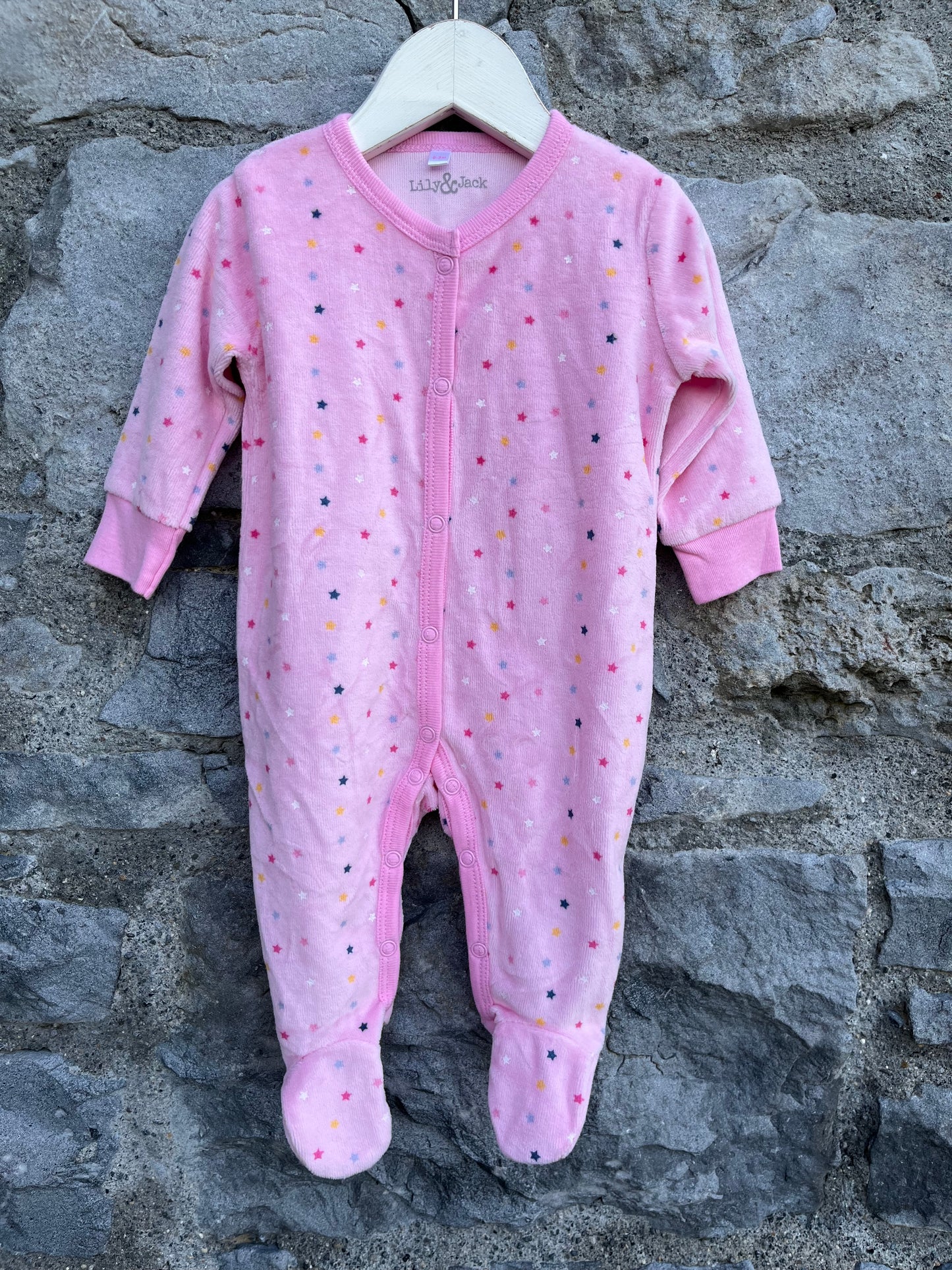 Pink velour onesie   0-3m (56-62cm)