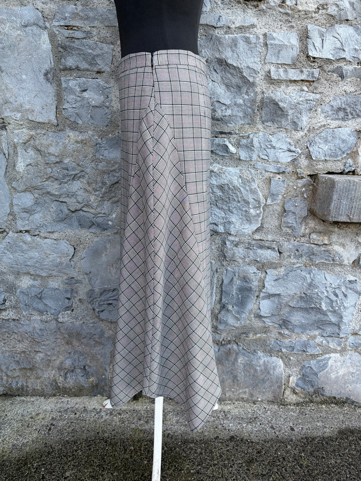 90s Grey&white houndstooth maxi skirt uk 10-12