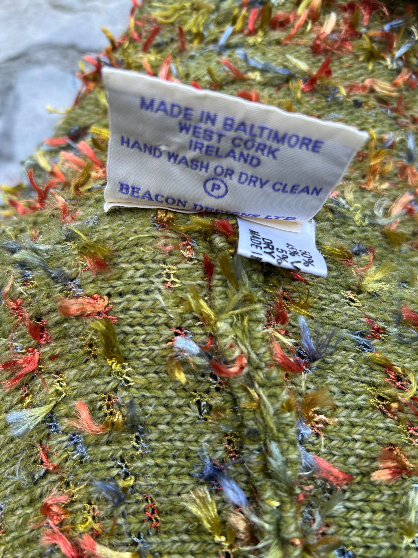 Green cardigan with multicolored textured yarn uk 16-20