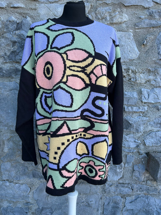 80s pastel abstract flowers jumper