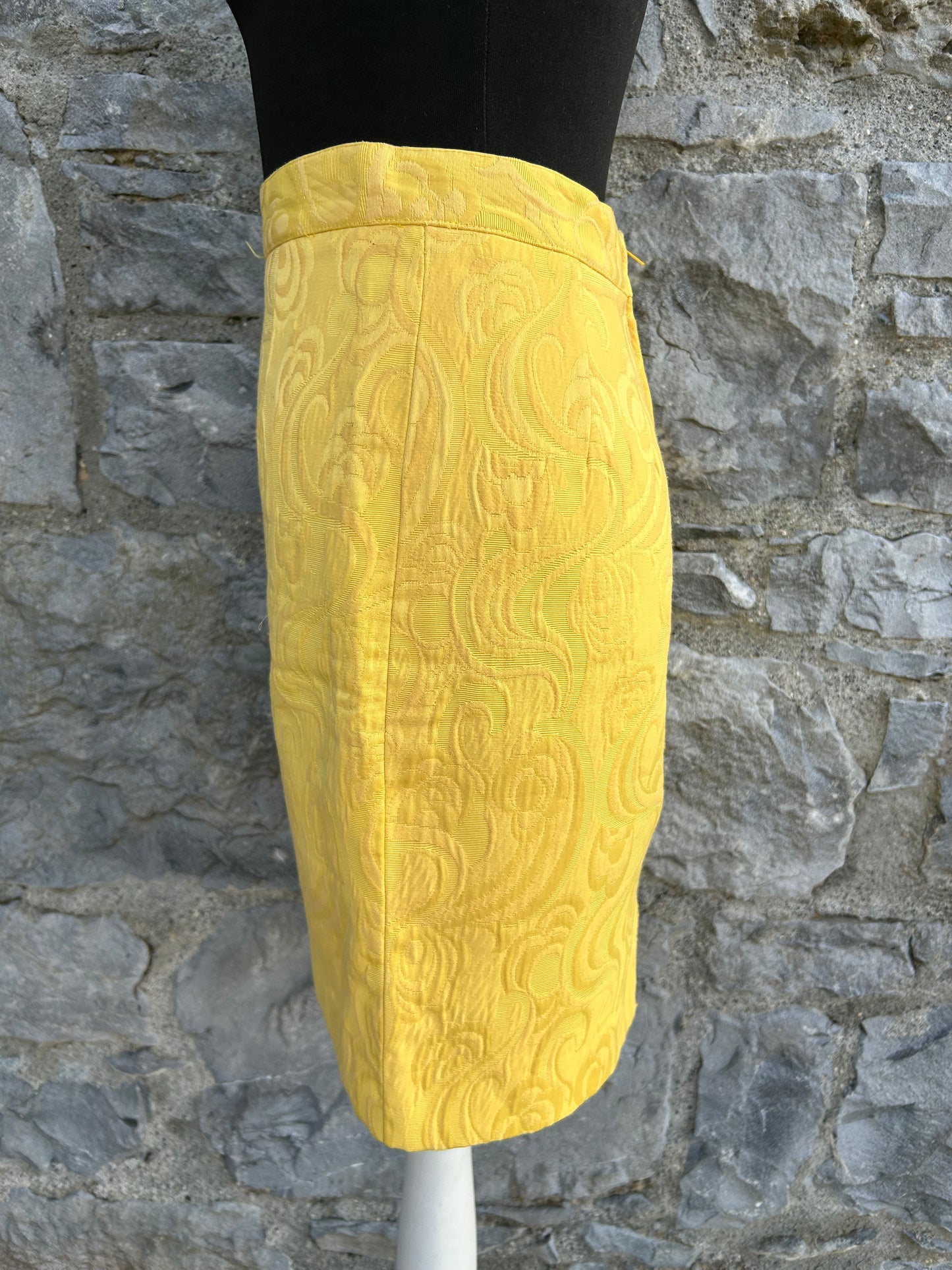 90s yellow brocade skirt uk 8