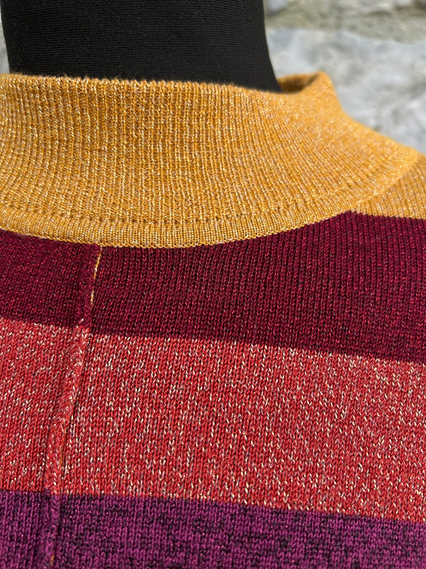 Maroon&mustard sparkly stripy jumper uk 12
