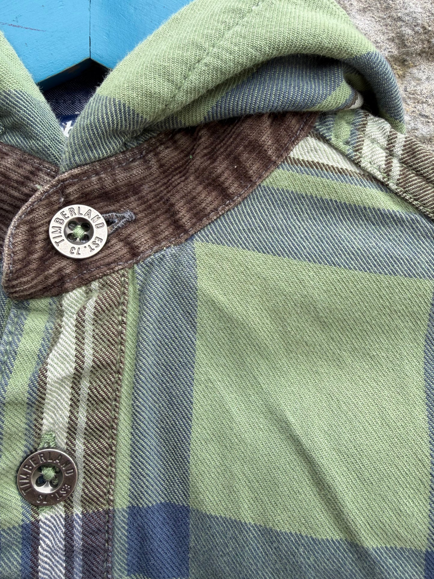 Green check hooded shirt  5-6y (110-116cm)