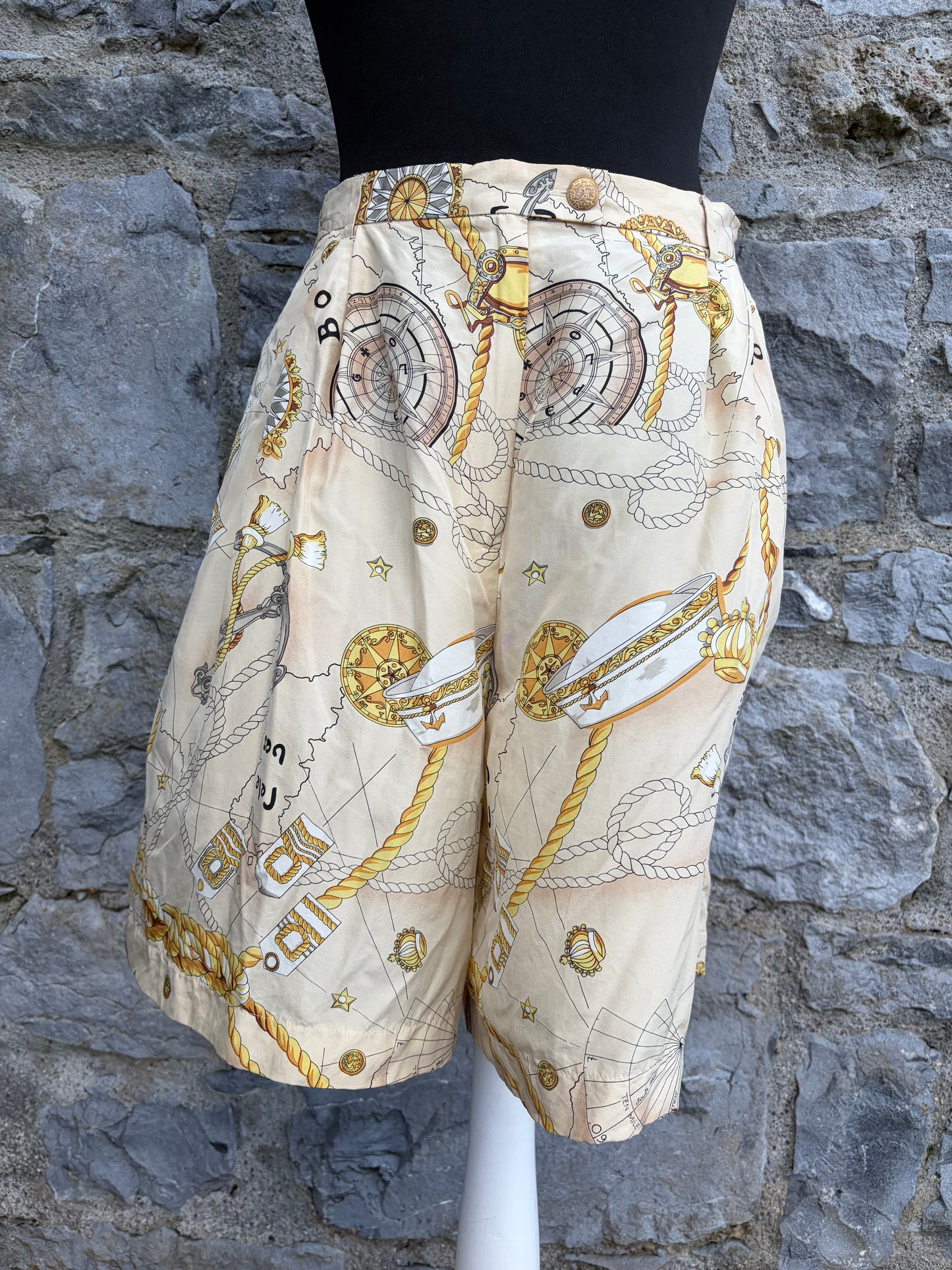 80s beige vintage map shorts uk 8-10