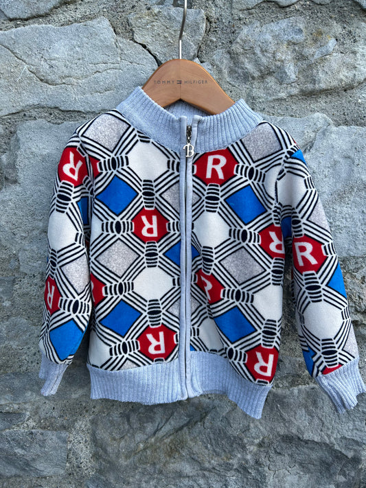 Diamond pattern grey zip cardigan  18-24m (86-92cm)