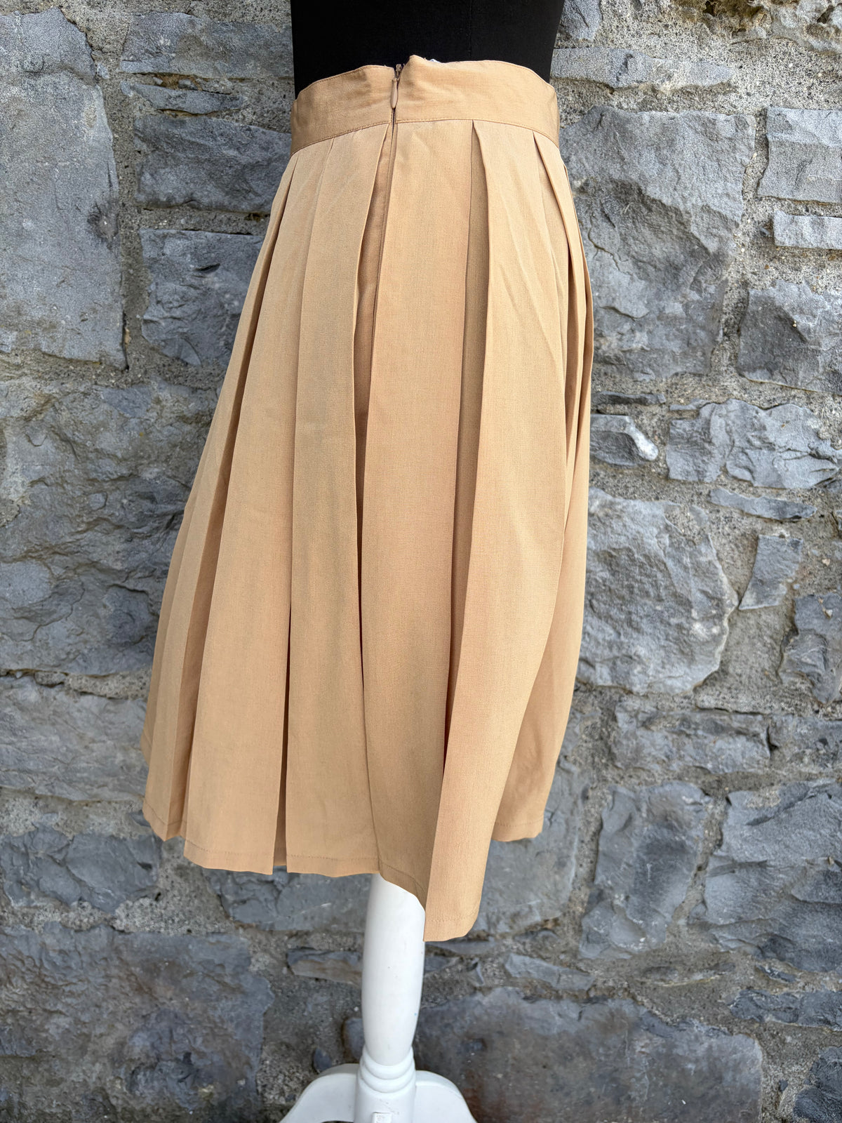 80s beige pleated skirt uk 8-10