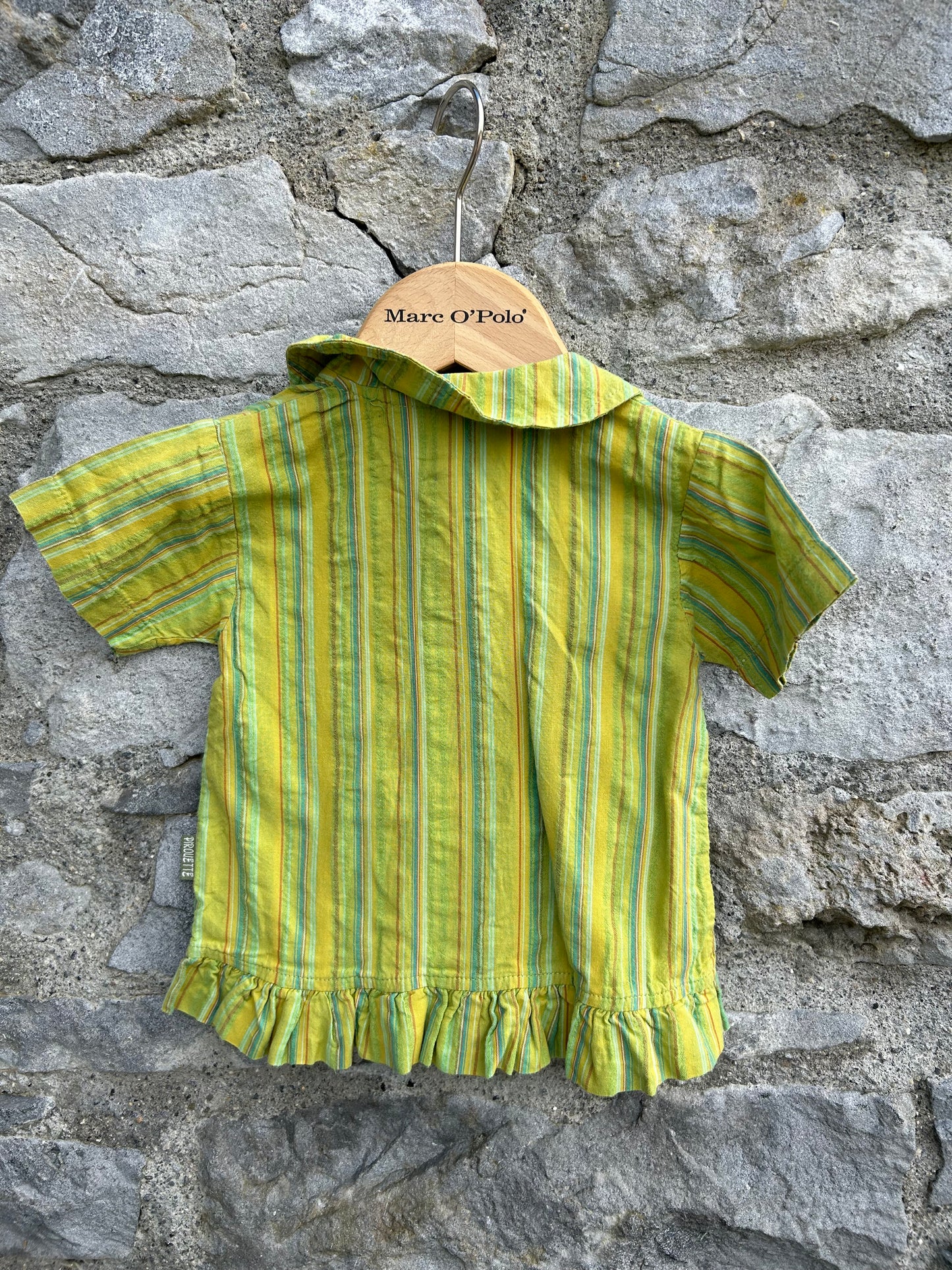 90s Green stripy shirt dress  3-6m (62-68cm)