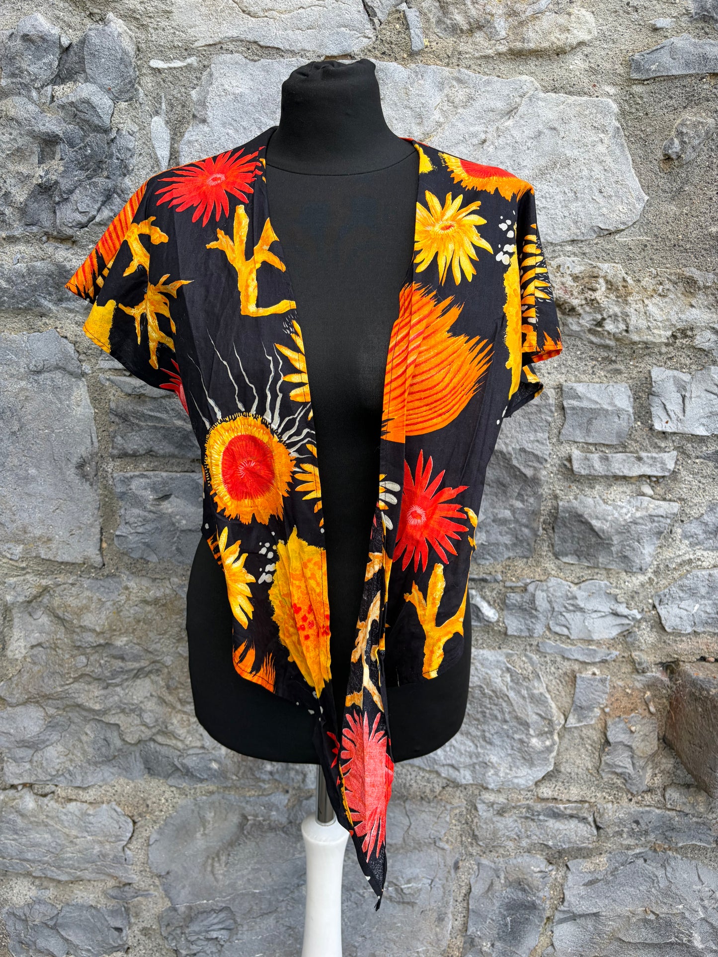 Orange flowers cropped wrap top uk 6-8