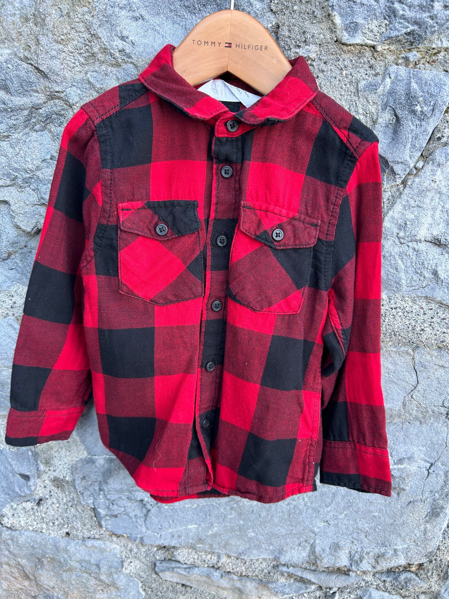 H&M red&black check shirt  18-24m (86-92cm)