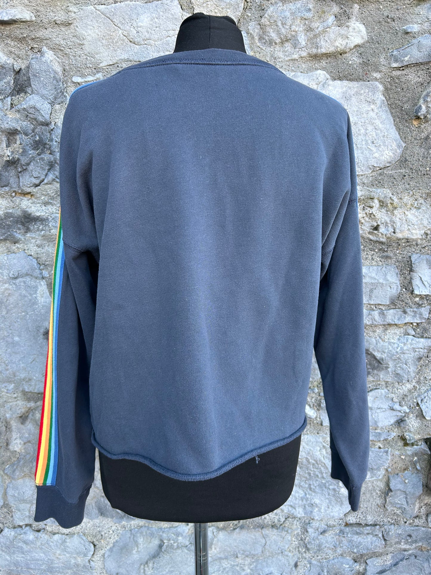 Navy sweatshirt with rainbow stripes uk 10-12