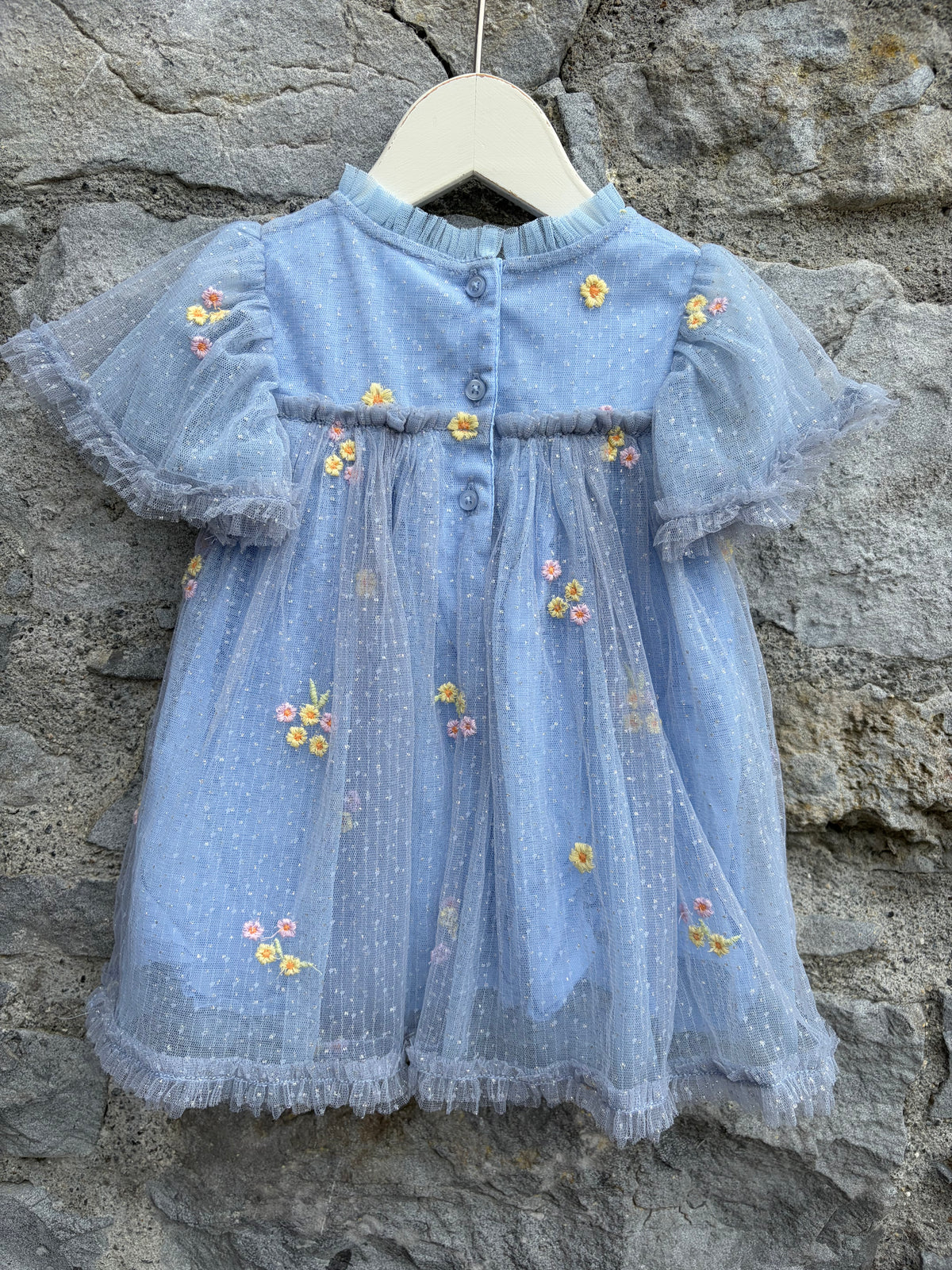 Floral tulle blue dress  3-6m (62-68cm)