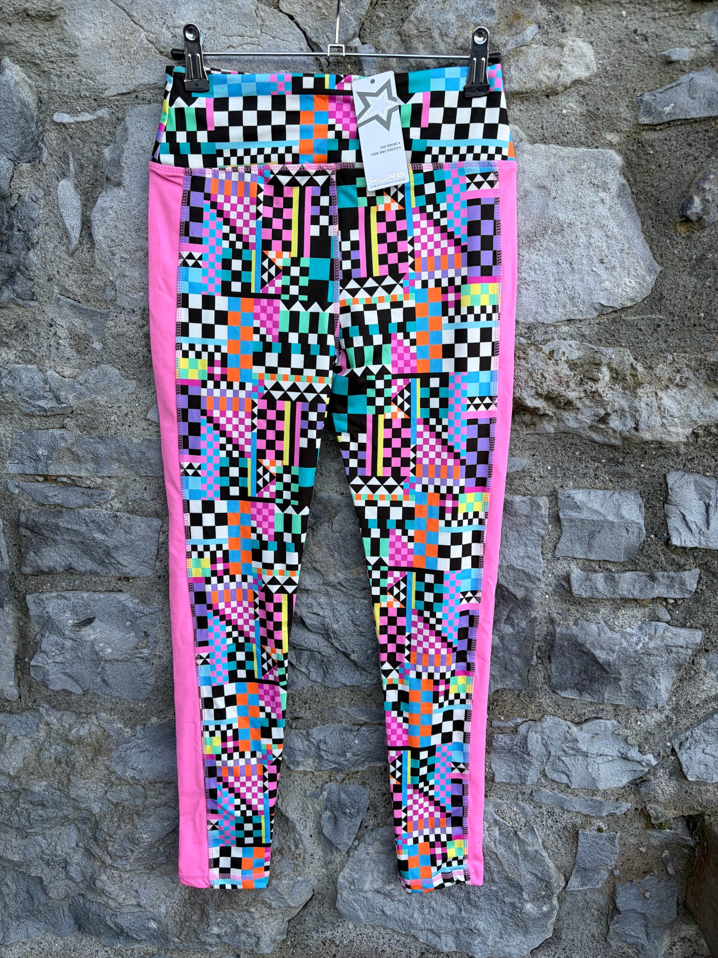 Colourful Check pink leggings 11-12y (146-152cm)
