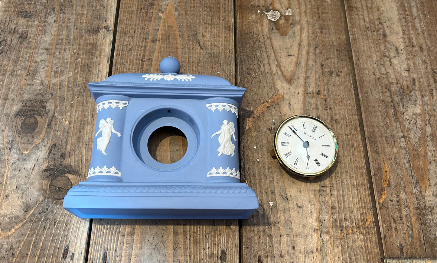 Handcrafted Pale Blue Mantle Desk Clock