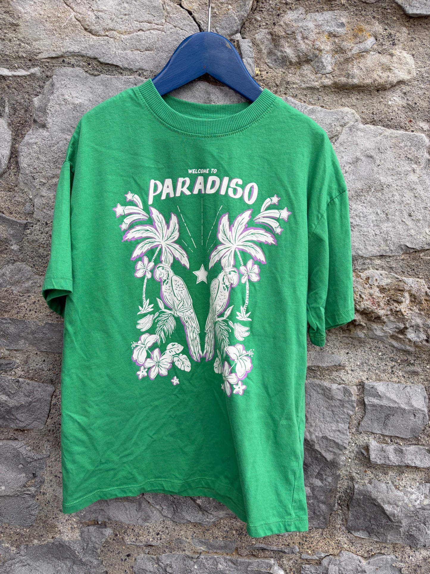 Parrots paradise green T-shirt  7-8y (122-128cm)
