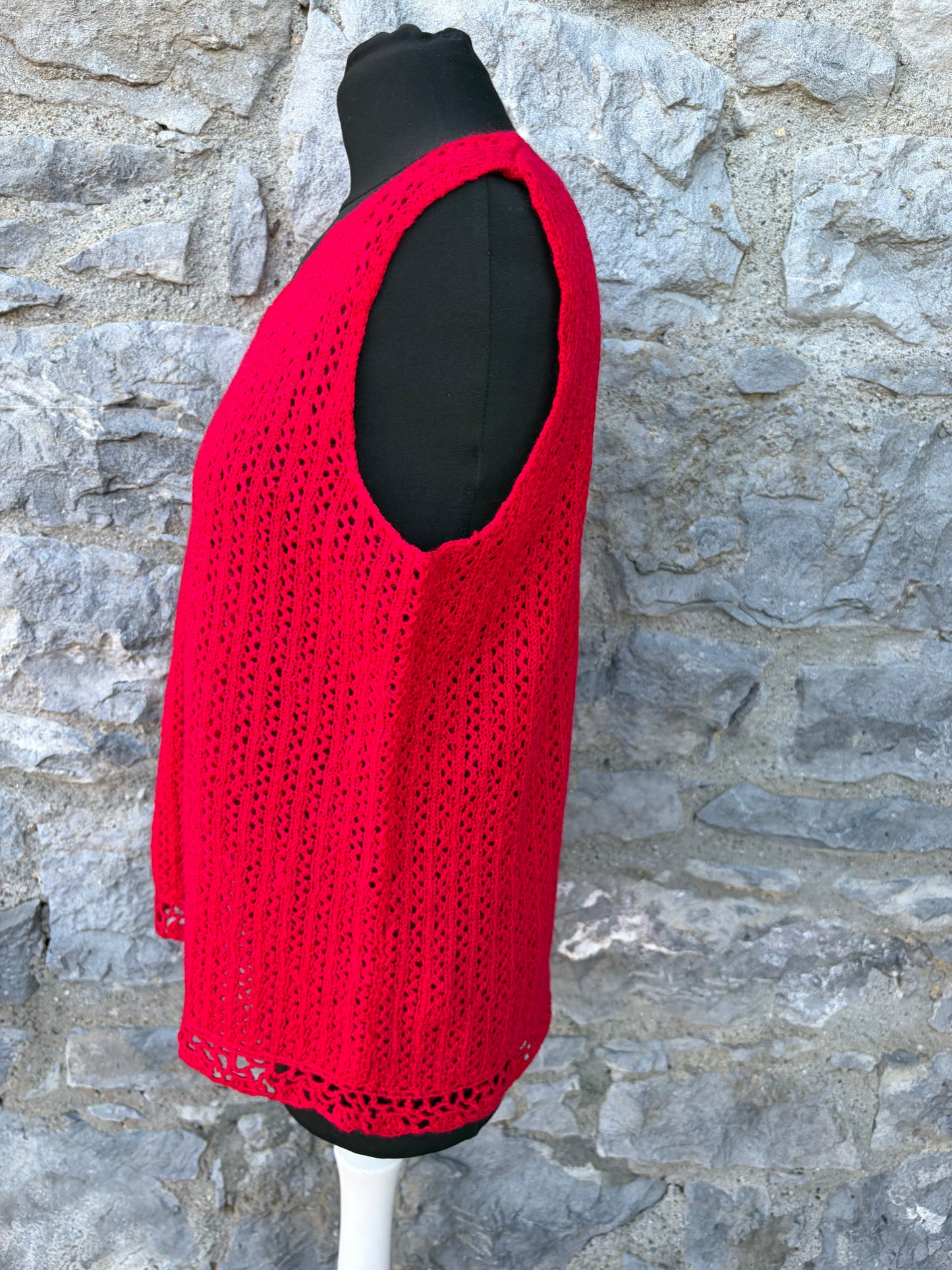 90s red pointelle knitted top uk 12