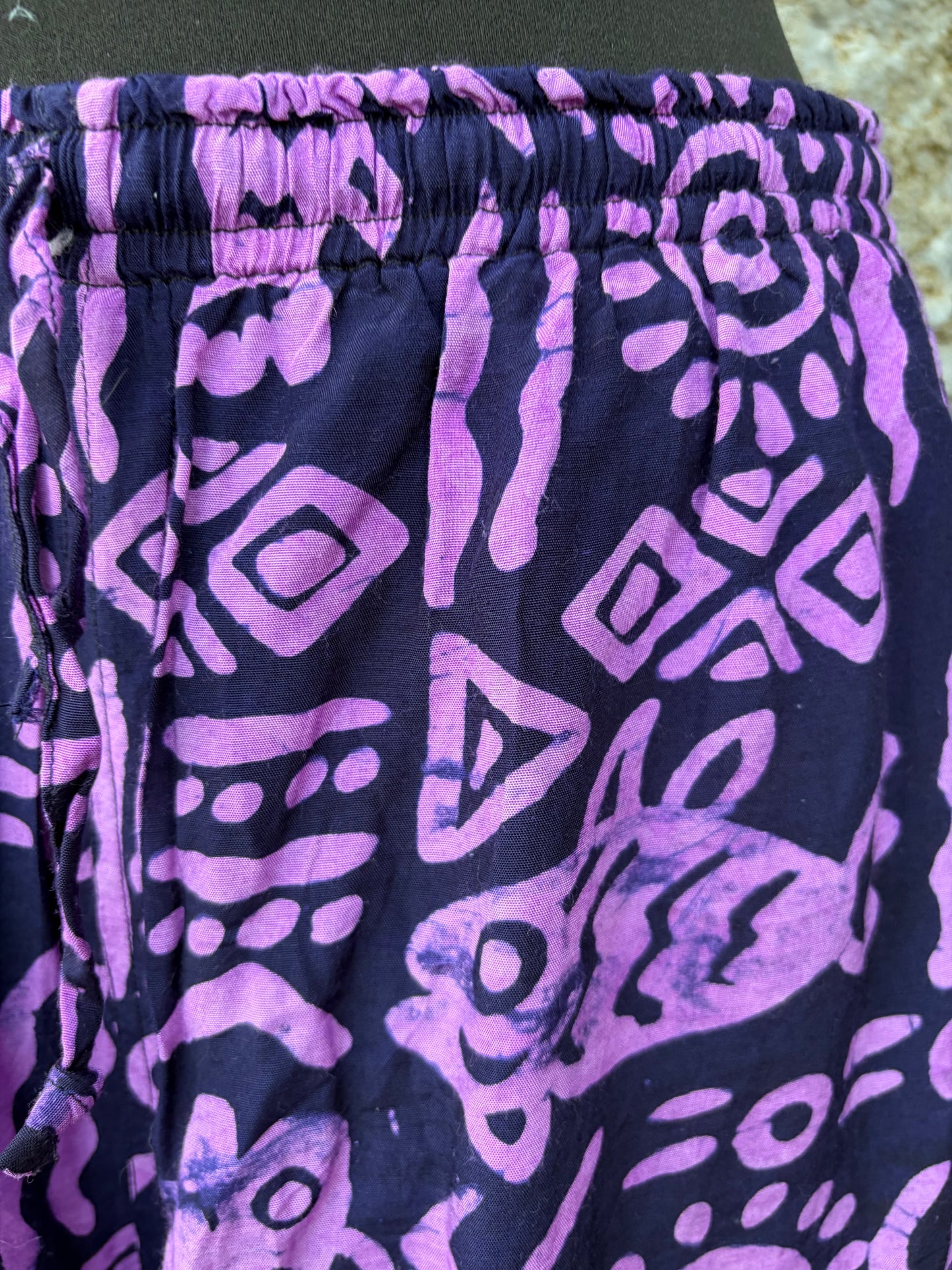 90s purple&black abstract baggy pants uk 10-12