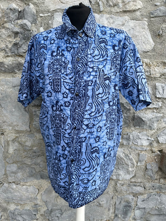 Blue Indonesian print shirt Medium